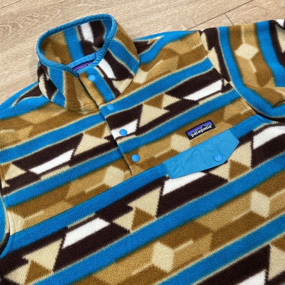 Patagonia Synchilla Aztec Snap T Fleece Pullover Hiking Jacket Women Medium M - Picture 2 of 6